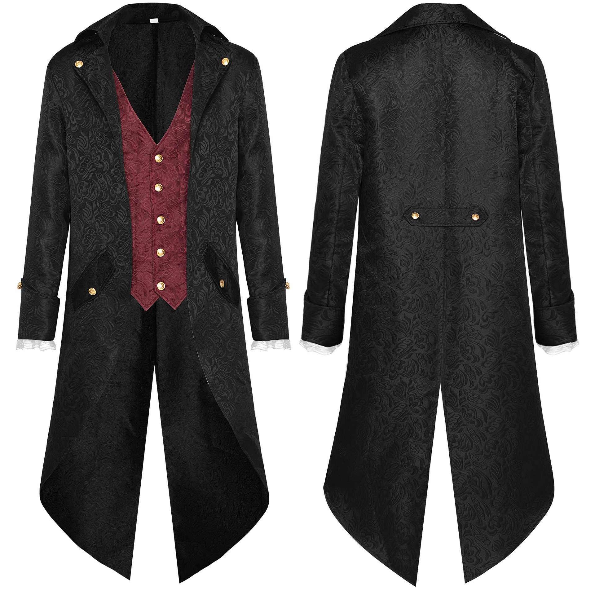 Medieval Steampunk Gothic Victorian Jacket Winter Stand Collar Tailcoat Plus Size Halloween Renaissance Costume