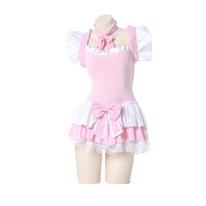 Lolita Cute Pink Ruffle Maid Outfit Japanese Girl Cosplay Sexy Costumes Daily Apron Uniform Skirt Set Kawaii Nightdress