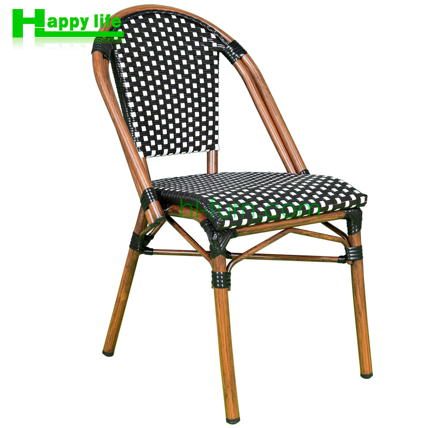 Hot selling stackable french bistro patio garden dining outdoor chairs with bamboo wicker rattan for outside for restaurant