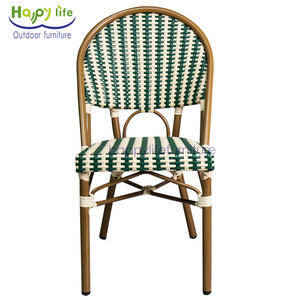 High quality modern popular bistro cafe restaurant courtyard rattan outdoor dining chairs set for table