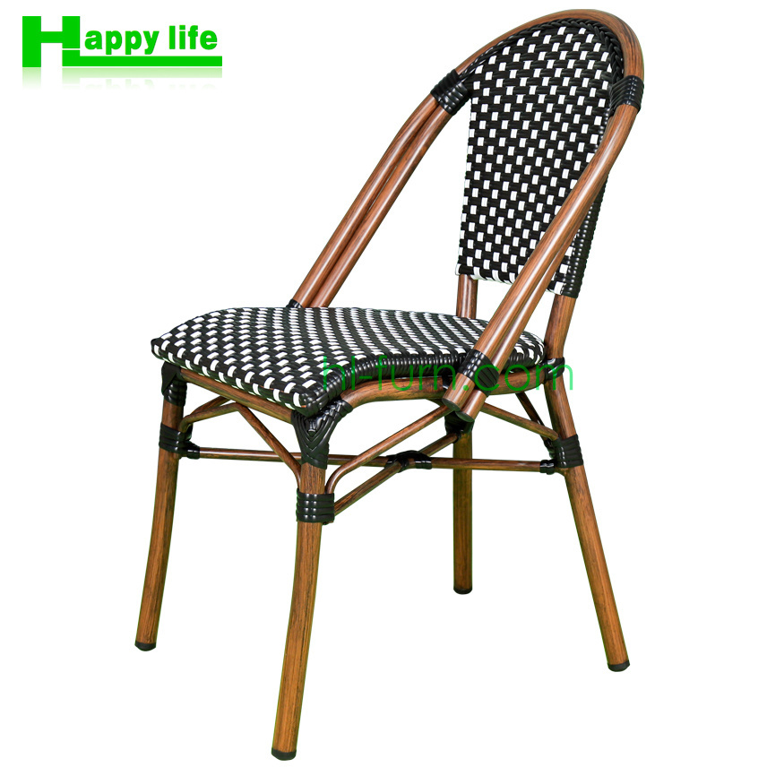 Hot selling stackable french bistro patio garden dining outdoor chairs with bamboo wicker rattan for outside for restaurant