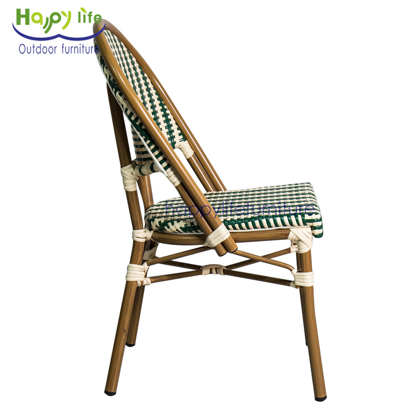 High quality modern popular bistro cafe restaurant courtyard rattan outdoor dining chairs set for table