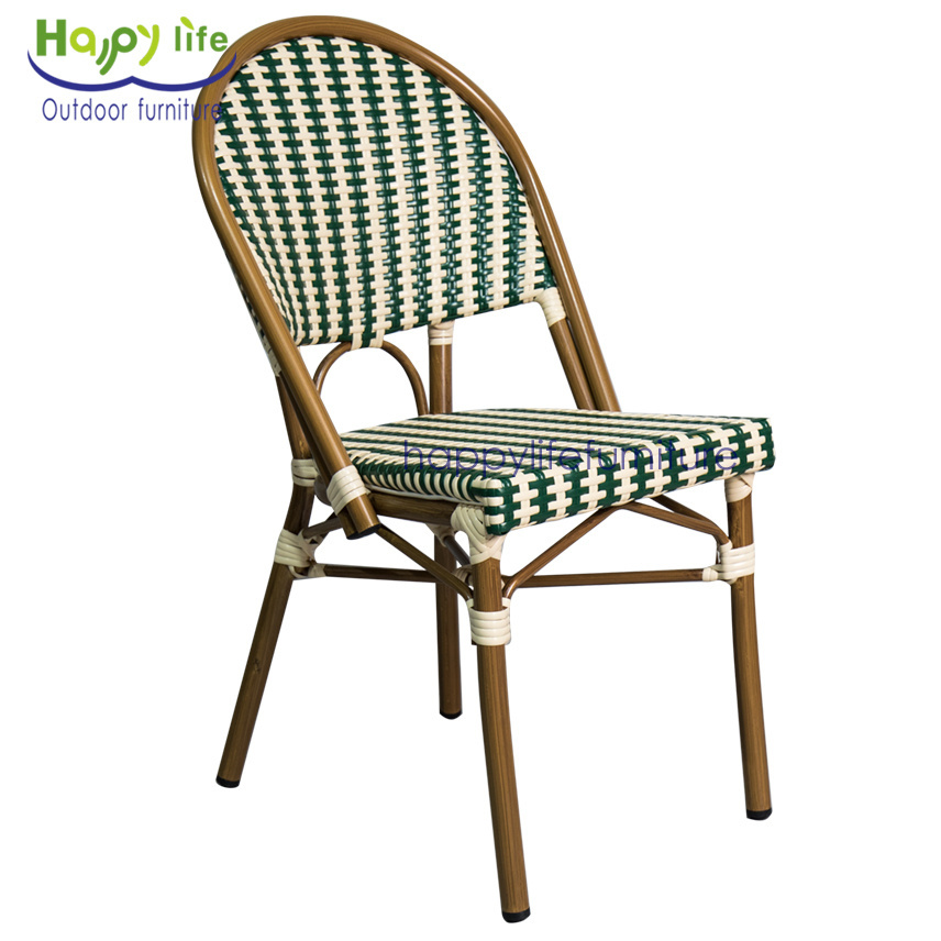 High quality modern popular bistro cafe restaurant courtyard rattan outdoor dining chairs set for table