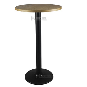 Commercial wooden high bar table with cast iron base