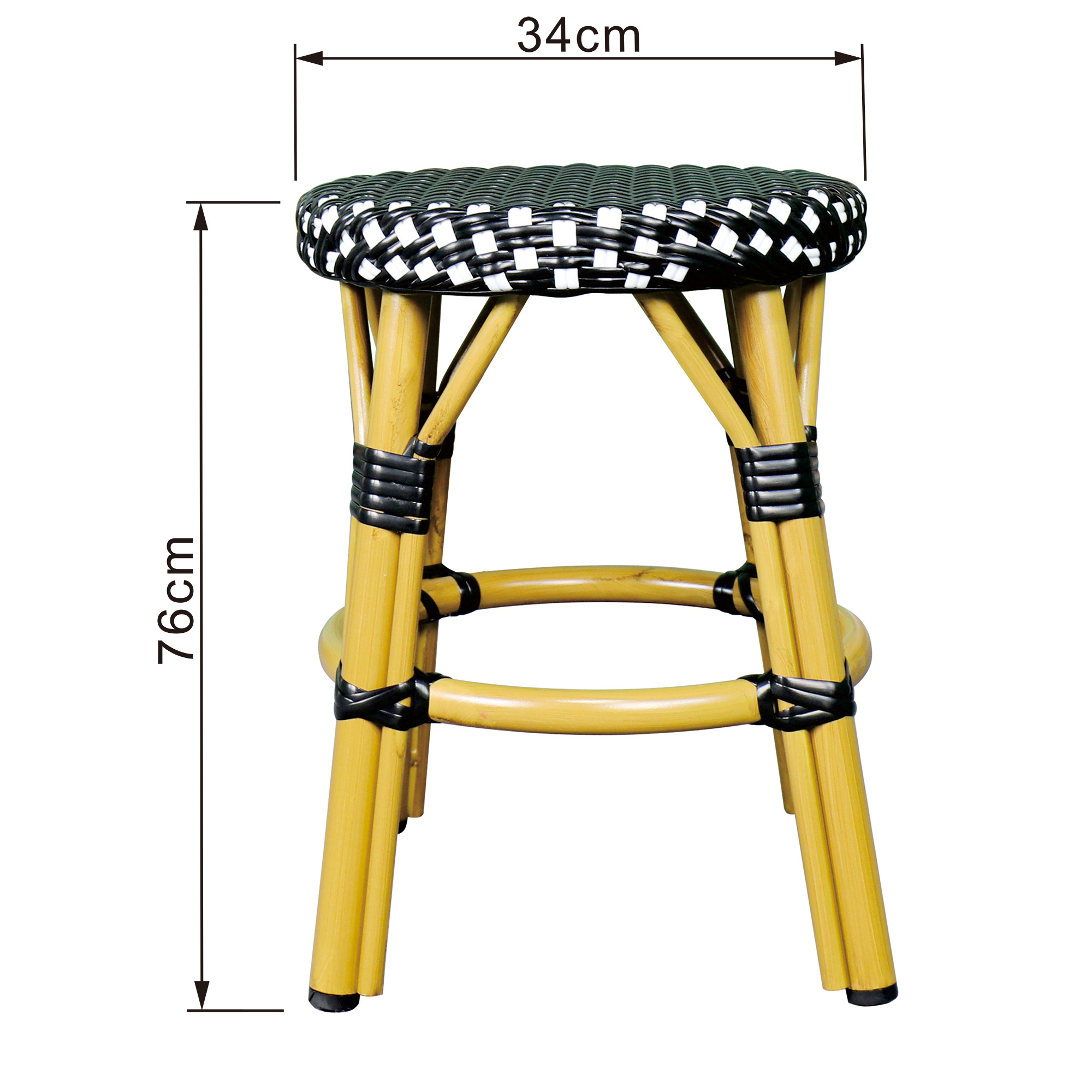 Hot selling modern french bistro fabric bamboo rattan bar stool outdoor dining chairs counter height chair for hotel pub