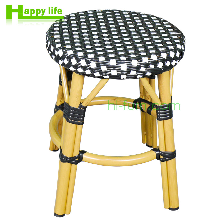 Hot selling modern french bistro fabric bamboo rattan bar stool outdoor dining chairs counter height chair for hotel pub