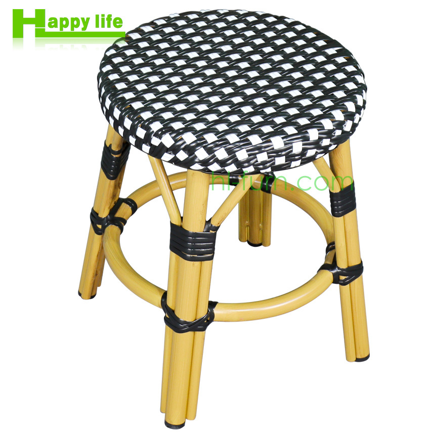 Hot selling modern french bistro fabric bamboo rattan bar stool outdoor dining chairs counter height chair for hotel pub