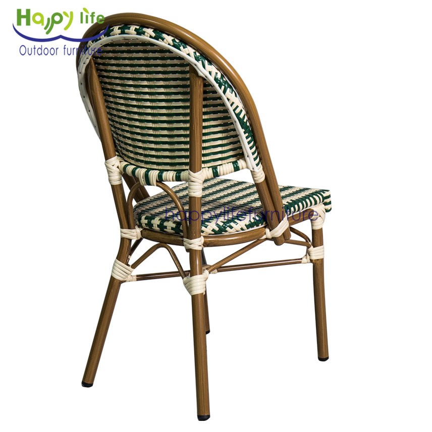 High quality modern popular bistro cafe restaurant courtyard rattan outdoor dining chairs set for table