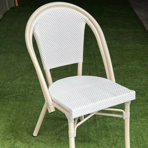 2024 New french bistro style wicker aluminum stacking restaurant mesh outdoor chairs