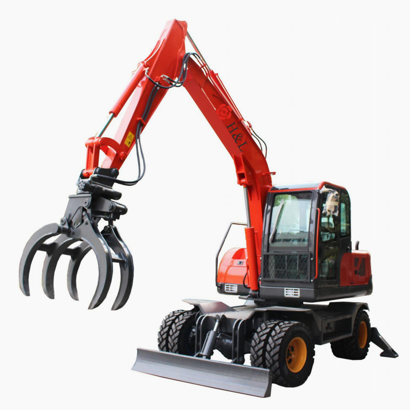 HL China made hydraulic amphibious bagger 8 ton mini excavator micro digger small bagger for sale