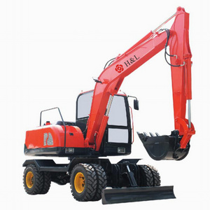 HL China made hydraulic amphibious bagger 8 ton mini excavator micro digger small bagger for sale