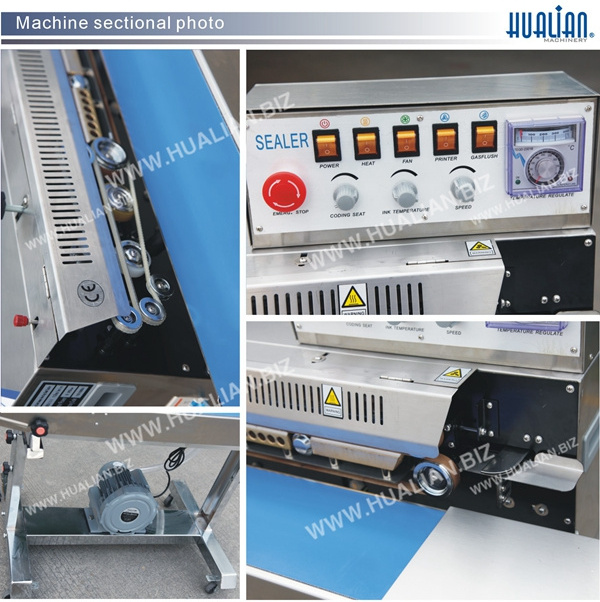 FRMQ-980III HUALIAN high quality good service and function Nitrogen air filling band sealer and bag continous Sealing Machine