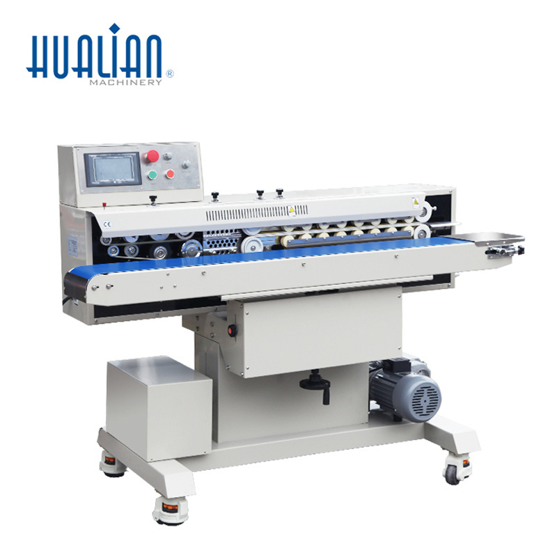 FRM-1120WH Hualian Horizontal Food Plastic Bag Heat Coding Printer Gas Flushing Exhaust AirBand Sealer Packing Sealing Machine