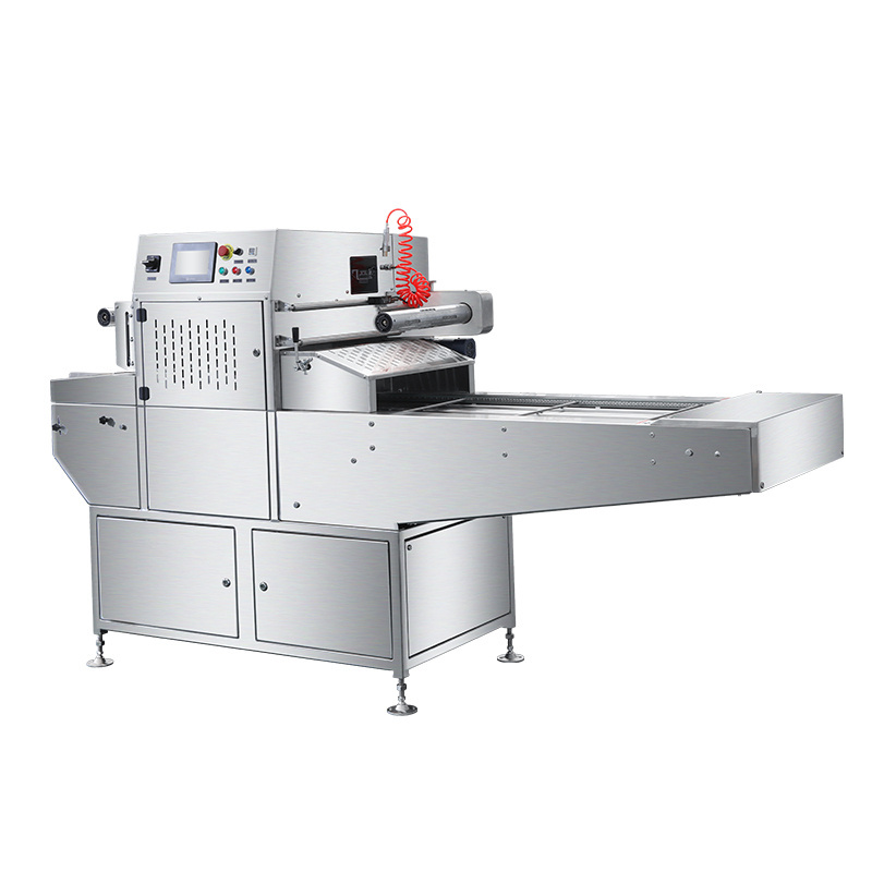 HVT-450A Hualian Automatic Gas Flushing Plate Top Food Plastic Egg Map Sealer Vacuum Tray Sealing Machine