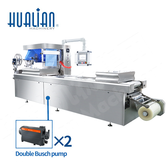 HVR-420A HUALIAN Full Automatic Cheese Sausage Meat Food Continuous Vacuum Thermoforming Forming Line Packaging Packing Machine