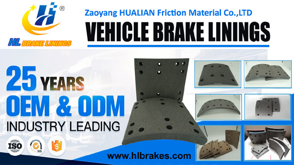 brake shoe  brake lining 04477-E0451/04477-JAE50/9025D/HINO500 Truck Trailer Bus Non Asbestos Material