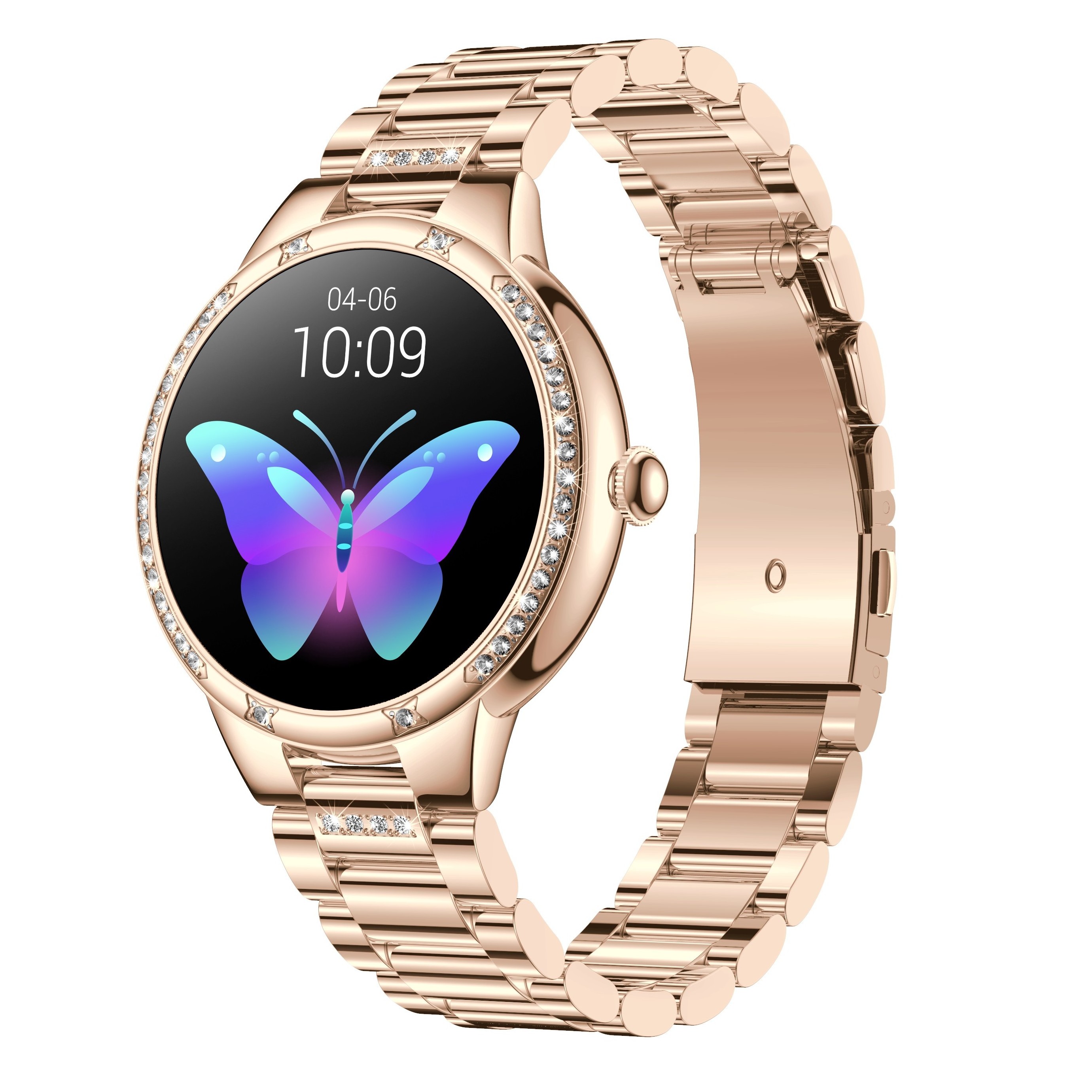 High Quality Luxury Round Dial Ladies Female Smart Watch Touch Screen Watch CE Rohs Ip67 Waterproof Woman Smartwatch