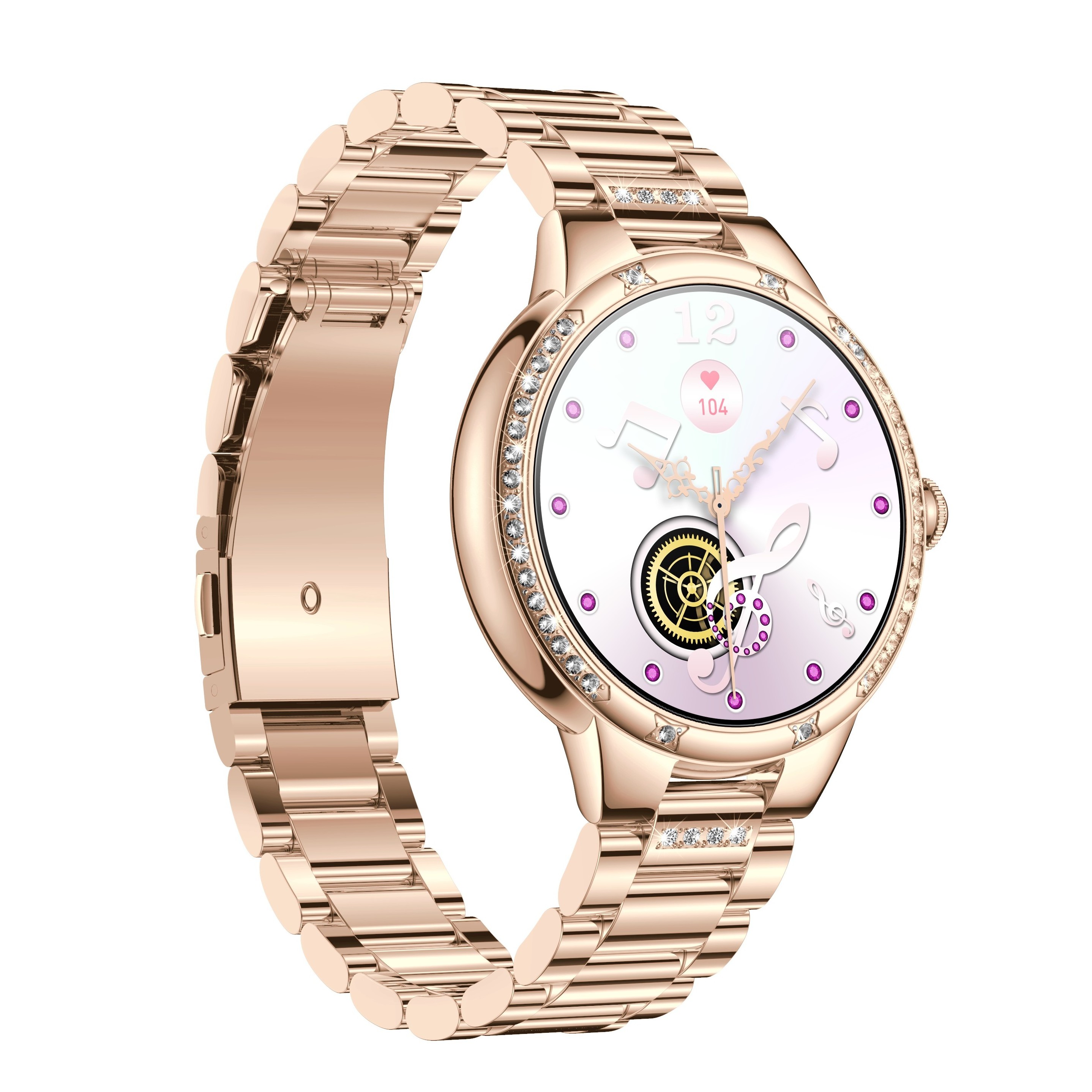 High Quality Luxury Round Dial Ladies Female Smart Watch Touch Screen Watch CE Rohs Ip67 Waterproof Woman Smartwatch