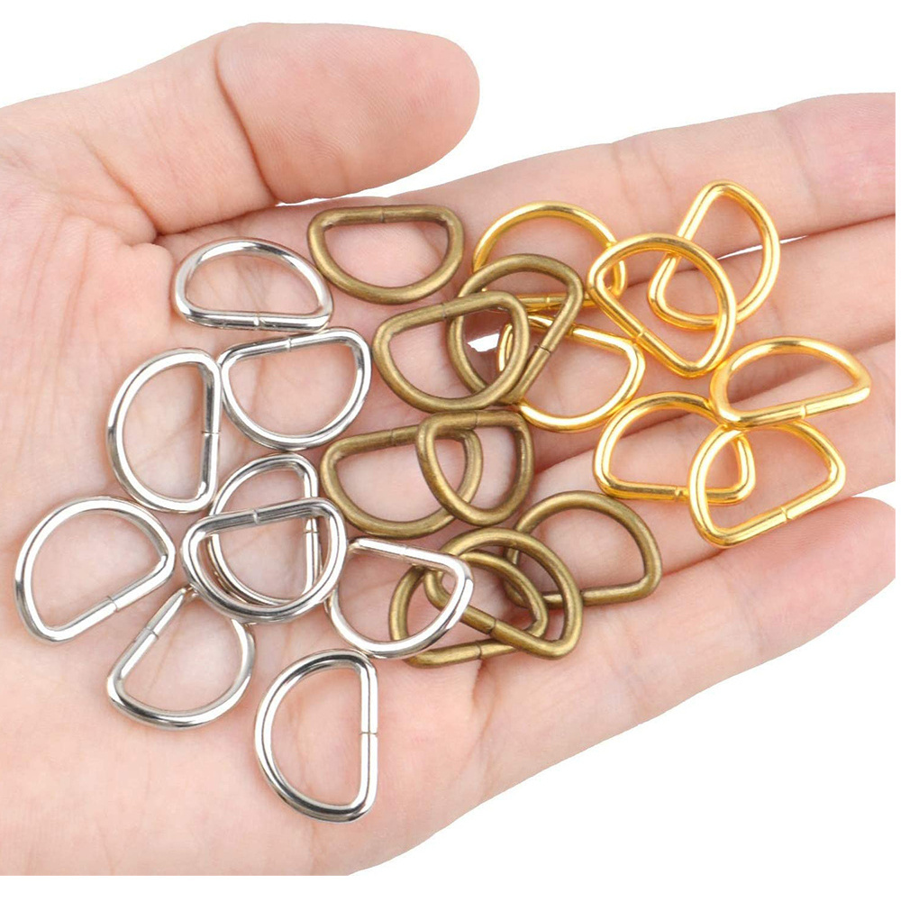 Hot sale metal d ring buckles manufacturer custom colours copper silver gold d-rings loop for handbag  purse clothes accessories