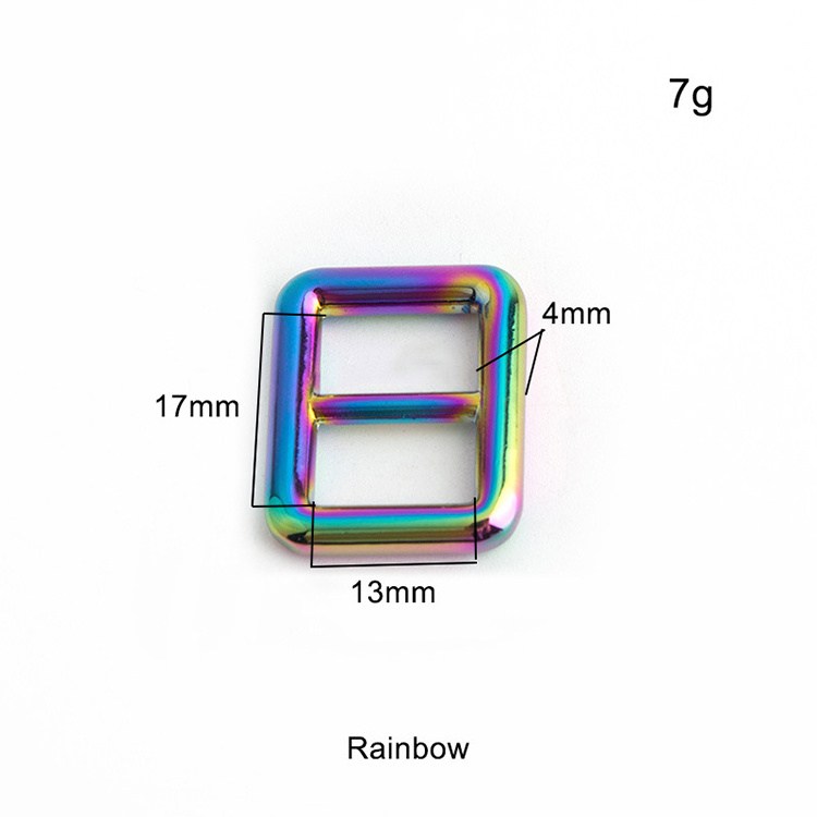 High Quality Rainbow Metal Handbag Glide Rectangle Ring Buckles Bag Strap Hardware Accessories Triglide Adjust Belt Buckle