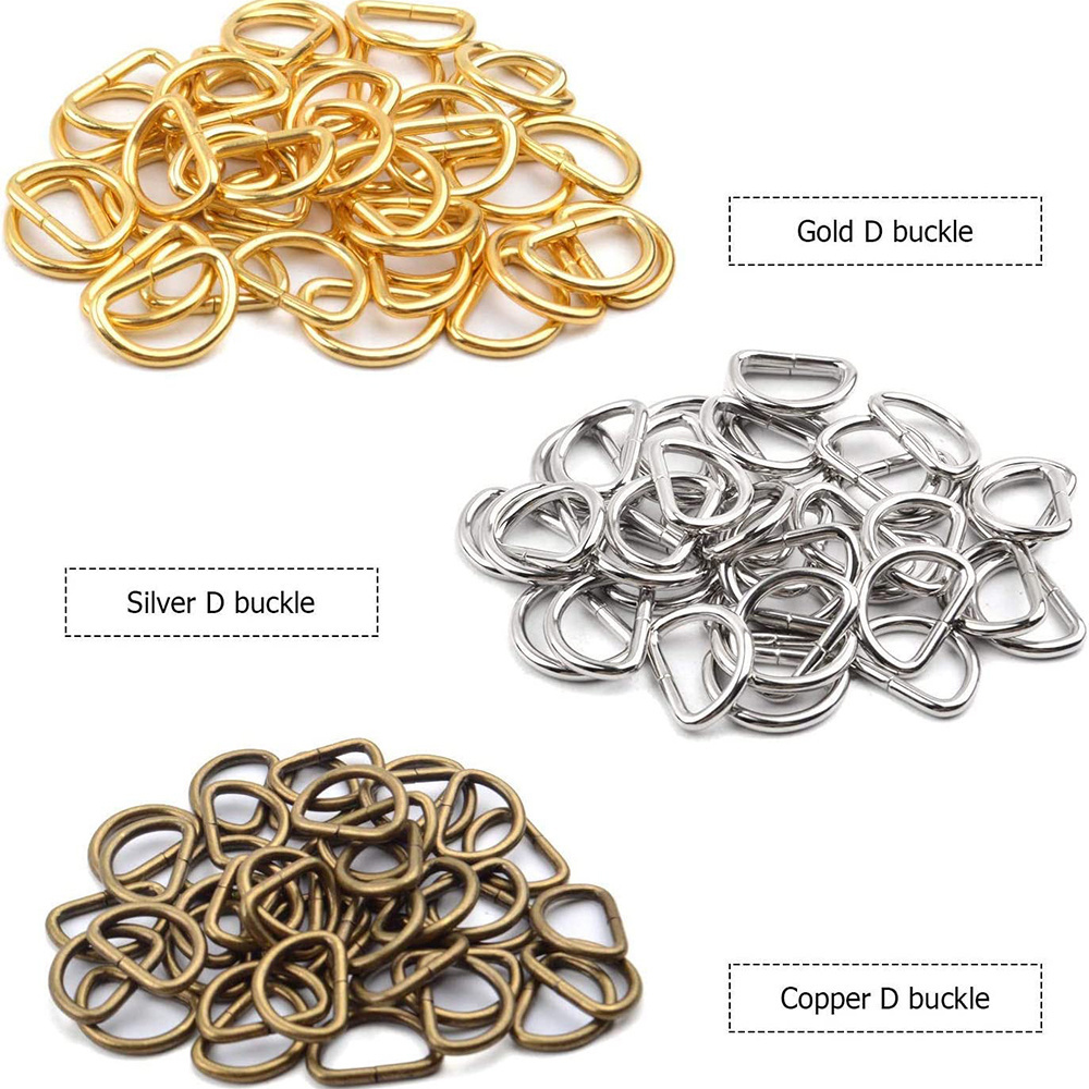 Hot sale metal d ring buckles manufacturer custom colours copper silver gold d-rings loop for handbag  purse clothes accessories