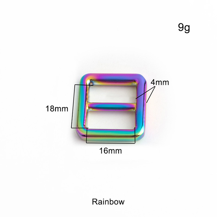 High Quality Rainbow Metal Handbag Glide Rectangle Ring Buckles Bag Strap Hardware Accessories Triglide Adjust Belt Buckle