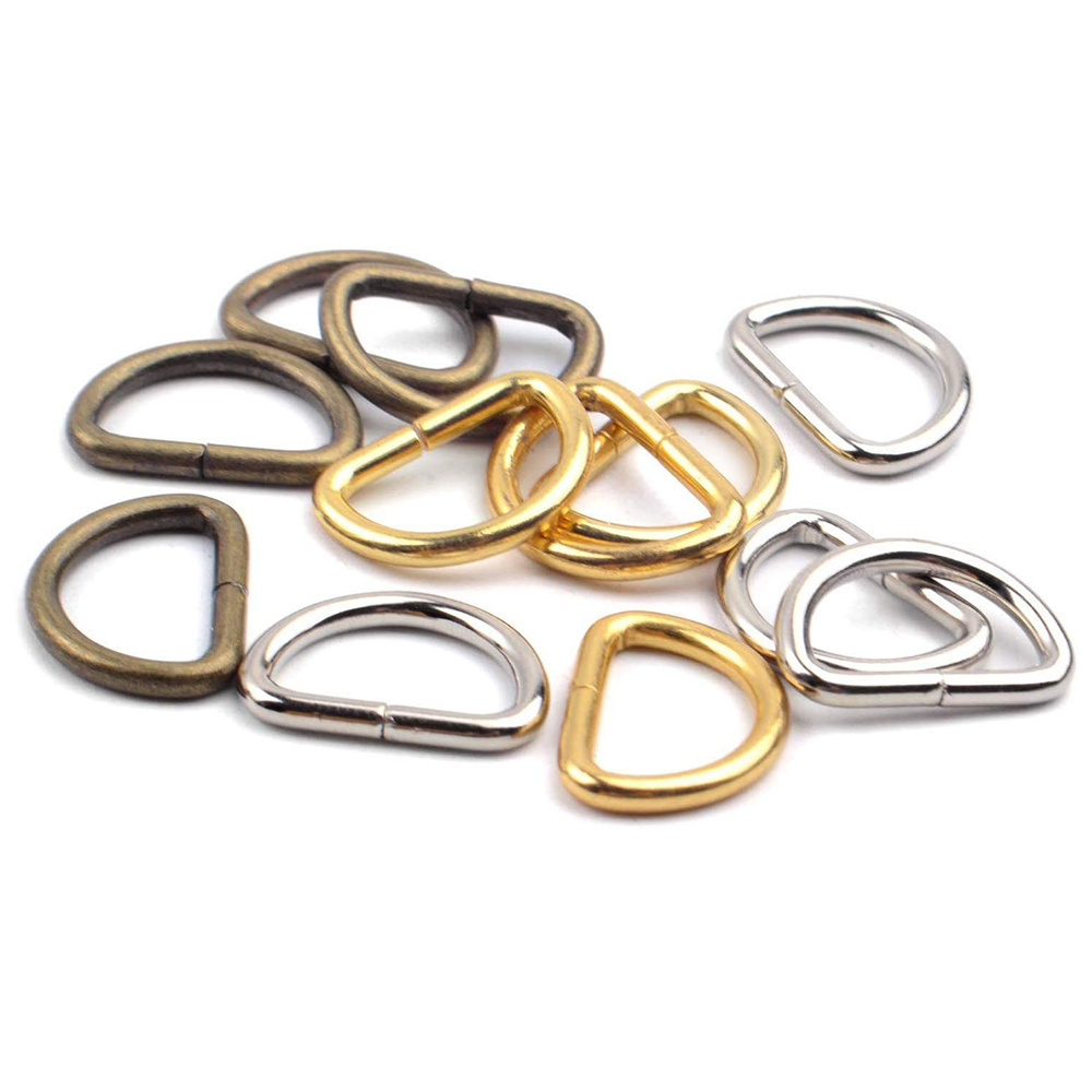 Hot sale metal d ring buckles manufacturer custom colours copper silver gold d-rings loop for handbag  purse clothes accessories