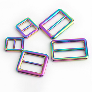 High Quality Rainbow Metal Handbag Glide Rectangle Ring Buckles Bag Strap Hardware Accessories Triglide Adjust Belt Buckle