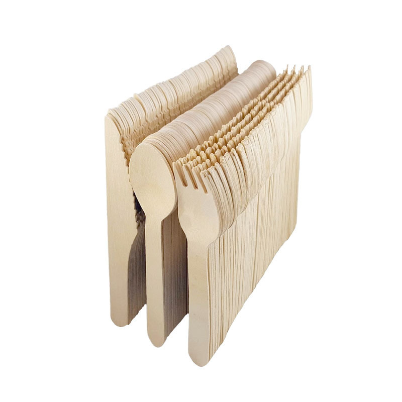 Disposable Wooden fork MOQ 1 pc natural birch wood cutlery heavy duty plain forks