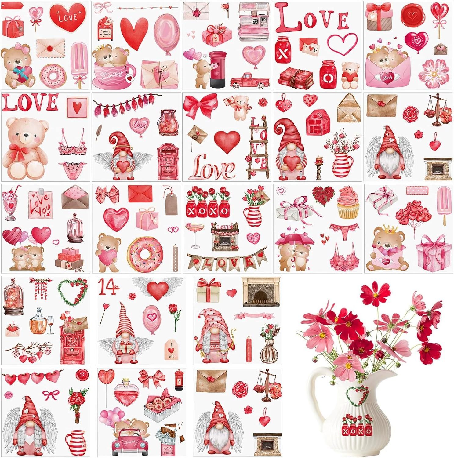 DIY Craft Valentine's Day Theme stitch uv dtf cup wraps Decals transfer for Furniture Window Scrapbook Wood