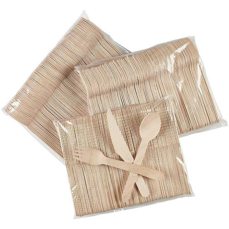 Disposable Wooden fork MOQ 1 pc natural birch wood cutlery heavy duty plain forks