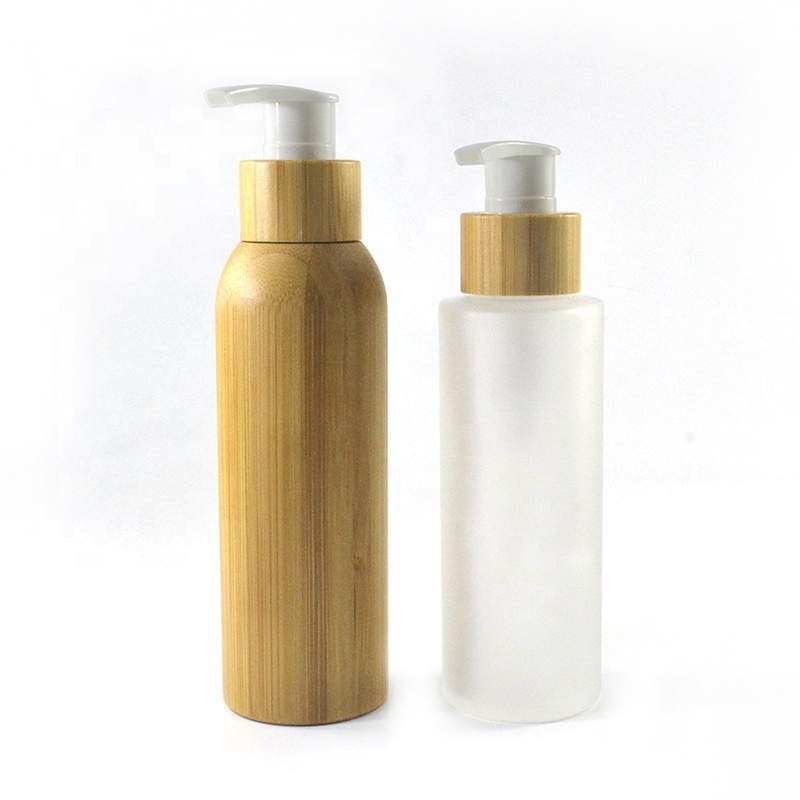 30ml 60ml 100ml 120ml PUMP SPRAYER Sealing Type Screen Printing Surface Handling bamboo lotion pump bottle cosmetic packaging