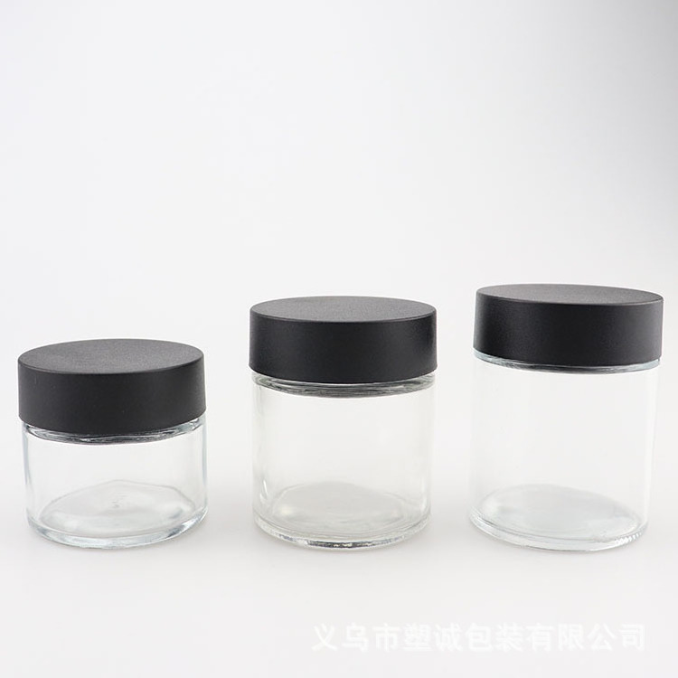 5g 50g 70g 110g Empty airtight smell proof container with child proof lid custom wholesale child resistant glass jar