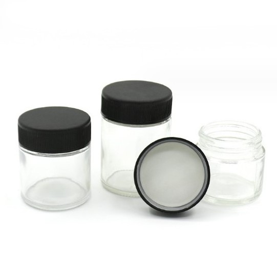 cosmetic empty 1oz 2oz 3oz 4oz face cream eye cream clear child resistant thick glass jar with CRC  lid