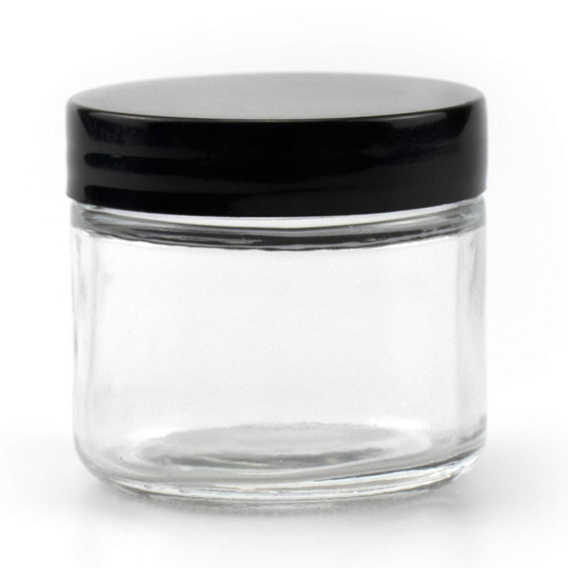 cosmetic empty 1oz 2oz 3oz 4oz face cream eye cream clear child resistant thick glass jar with CRC  lid