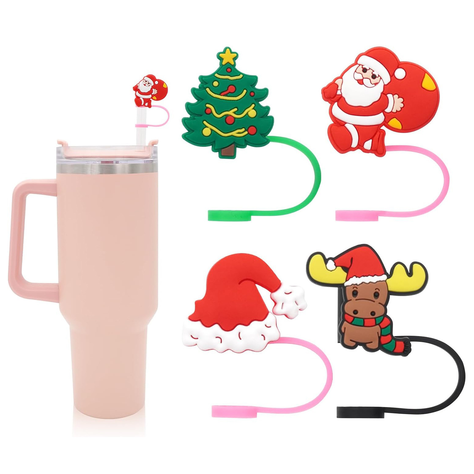 10mm Cute Silicone Cartoon Straw Tips Lids Covers Cap Charms Dust-Proof Drinking Reusable Straw Topper for Tumblers Cup