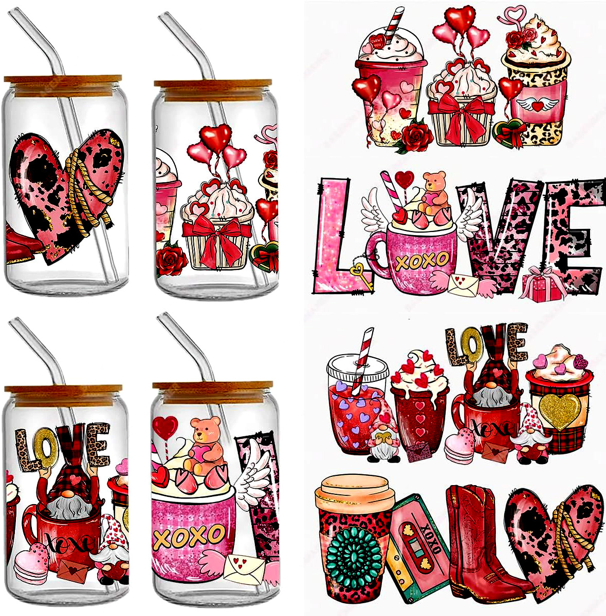 Furniture DIY Crafts uv dtf cup wrap Valentines Day Rub on Decal taylor swift uv dtf cup wraps 16oz Transfer Waterproof Sticker