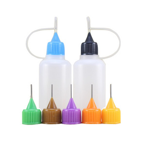 Manufacturer Reusable Translucence Color Soft Glue Lubricant Plastic PE 30ml Small Squeeze Bottles With Needle Tip