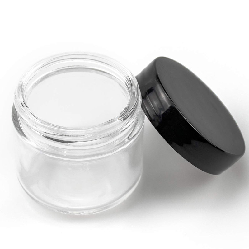 cosmetic empty 1oz 2oz 3oz 4oz face cream eye cream clear child resistant thick glass jar with CRC  lid