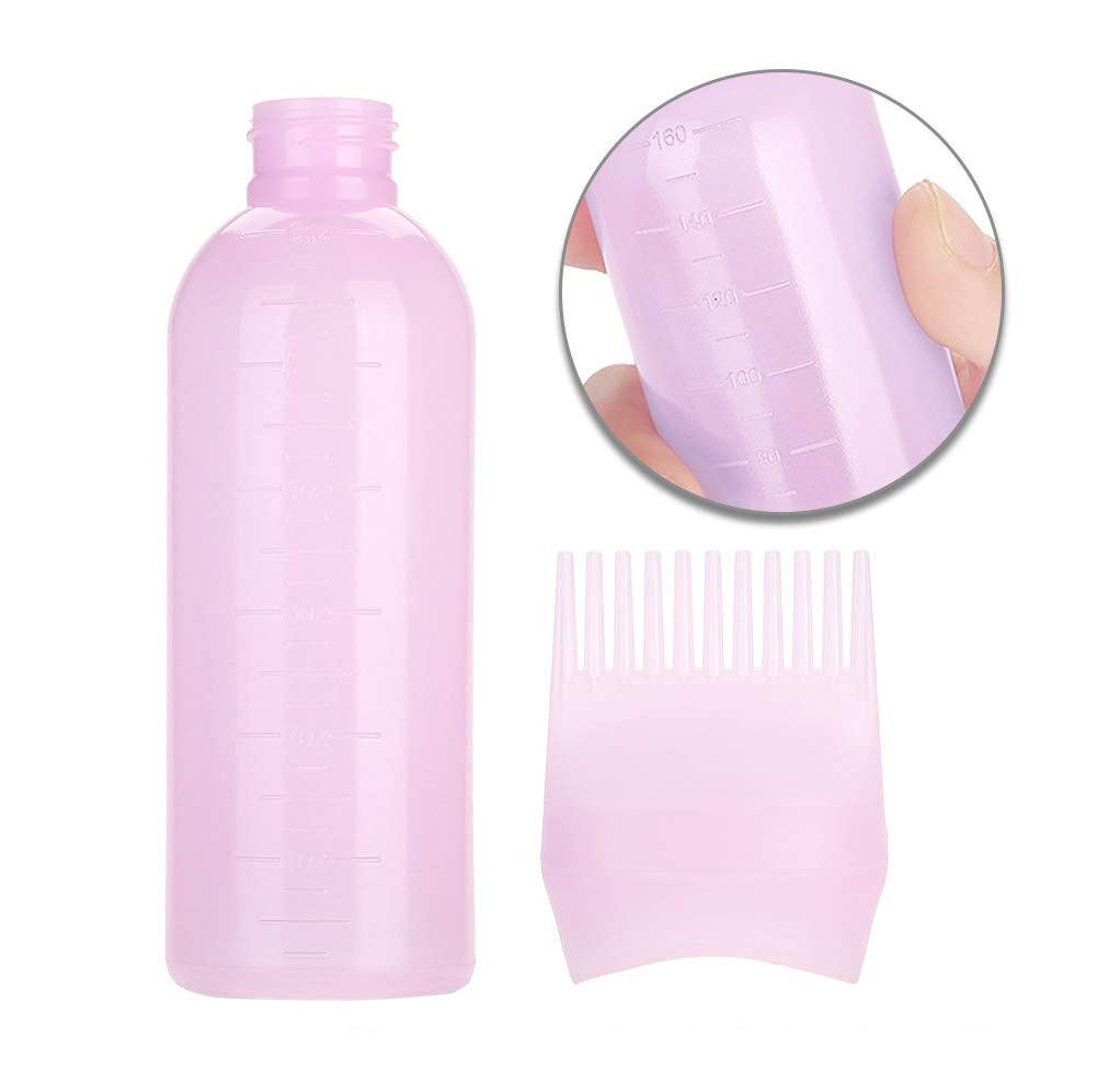 Salon Pink Purple Scalp Serum Treatment Hair Oil Dye Coloring Brush Bottles Root Comb Applicator Bottle with Graduated Scale