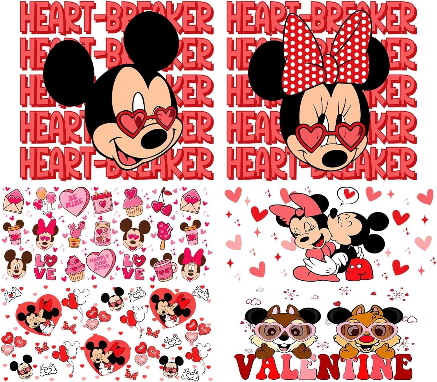 DIY Craft Valentine's Day Theme stitch uv dtf cup wraps Decals transfer for Furniture Window Scrapbook Wood