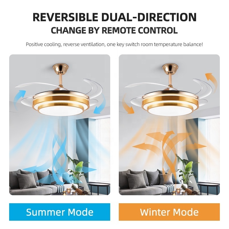 Wholesale Nordic Modern Home Dc Bldc Led Remote Control Retractable Invisible Ceiling Fan With Light