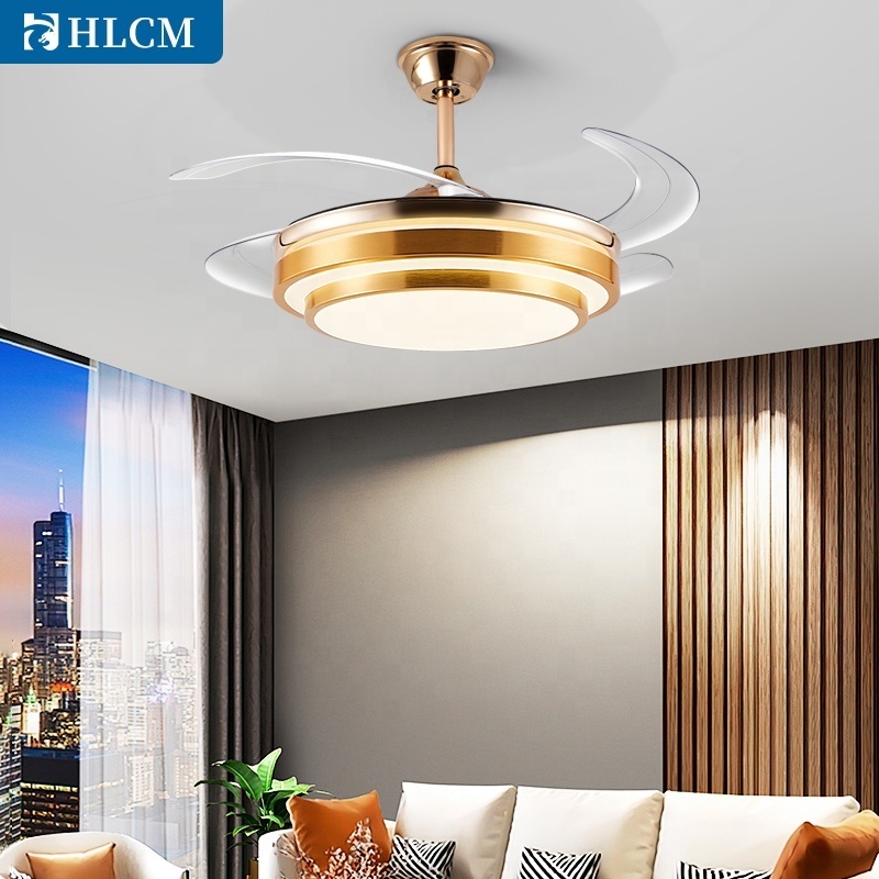 Wholesale Nordic Modern Home Dc Bldc Led Remote Control Retractable Invisible Ceiling Fan With Light