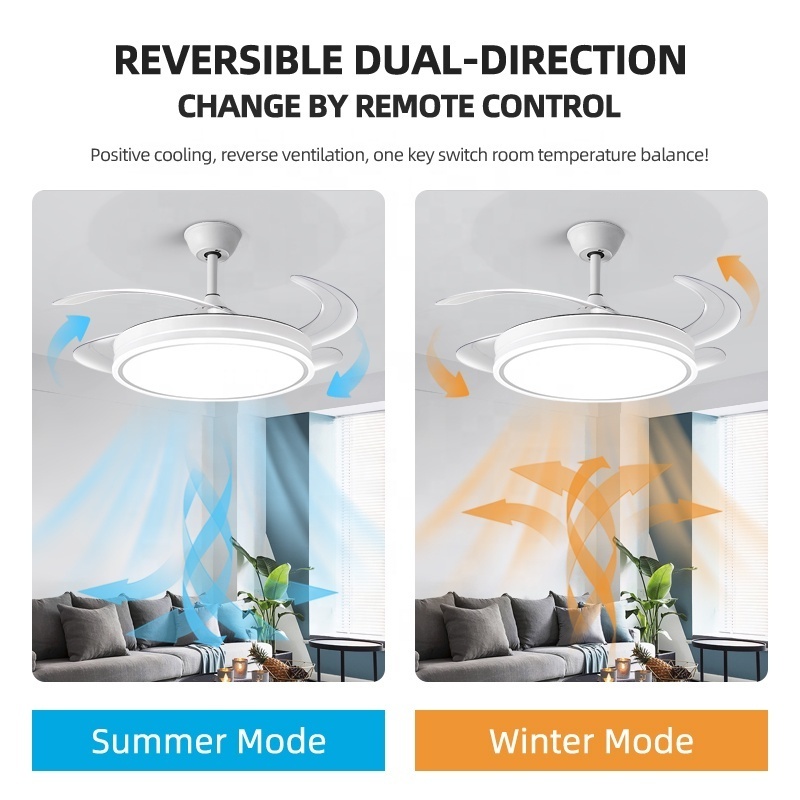 Fandelier Modern And Simple Living Room Decoration Fan Lamp Bedroom Led Light Retractable Ceiling Fan With Light