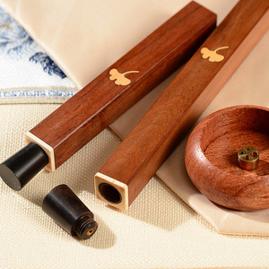 Charming Chinese Style Agarwood Wood Incense Burner Square Scented Branch Incense Cone Holder for Aromatic Stick