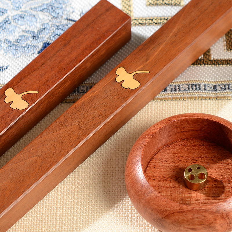 Charming Chinese Style Agarwood Wood Incense Burner Square Scented Branch Incense Cone Holder for Aromatic Stick