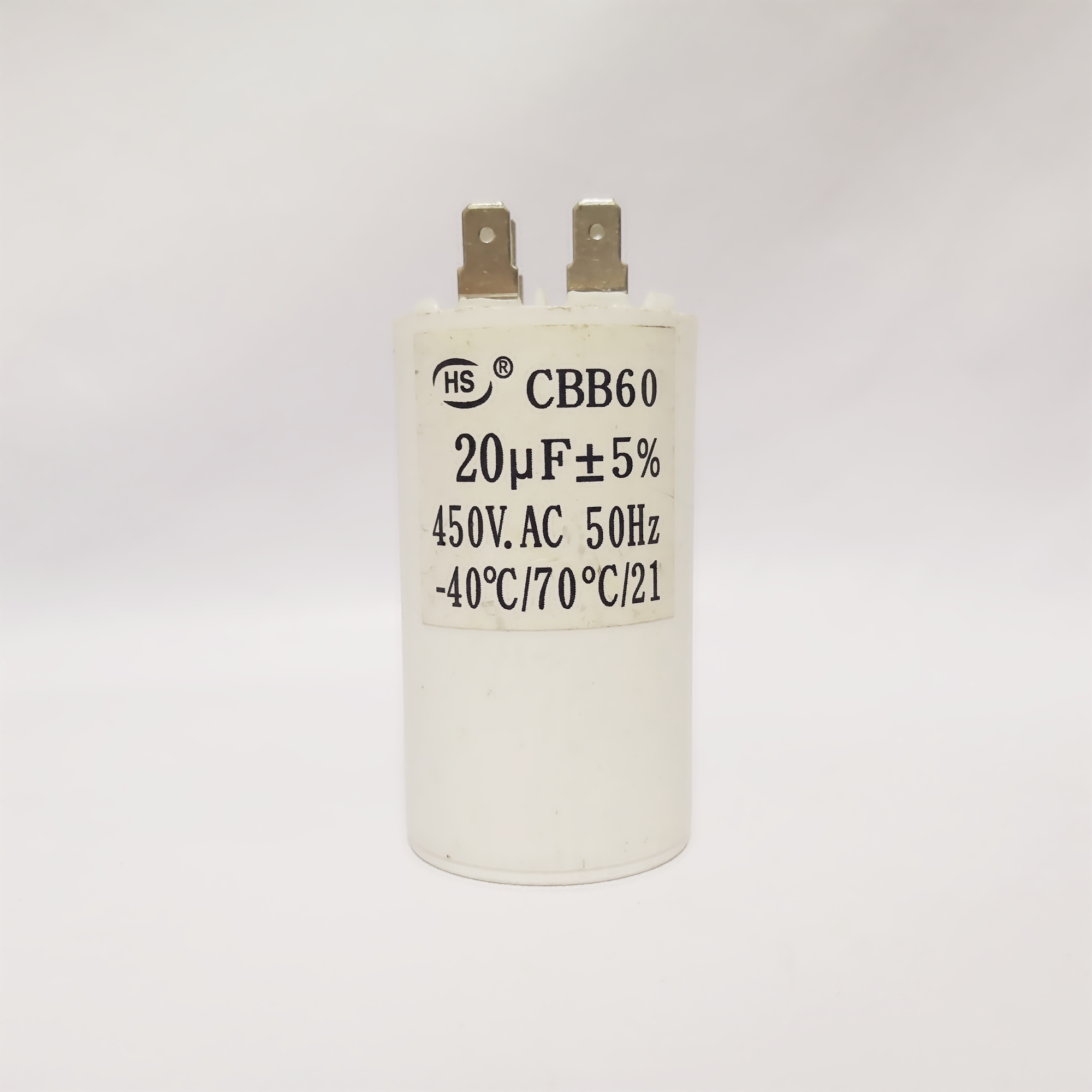 cbb60 capacitor 20uf  250vac 300vac 450vac 50/60hz 25/70/21 sh motor run capacitor polypropylene capacitor