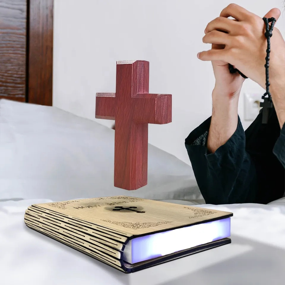 HCNT New Design Levitating James Christian Holy Bible Book Bible Cross For Gift