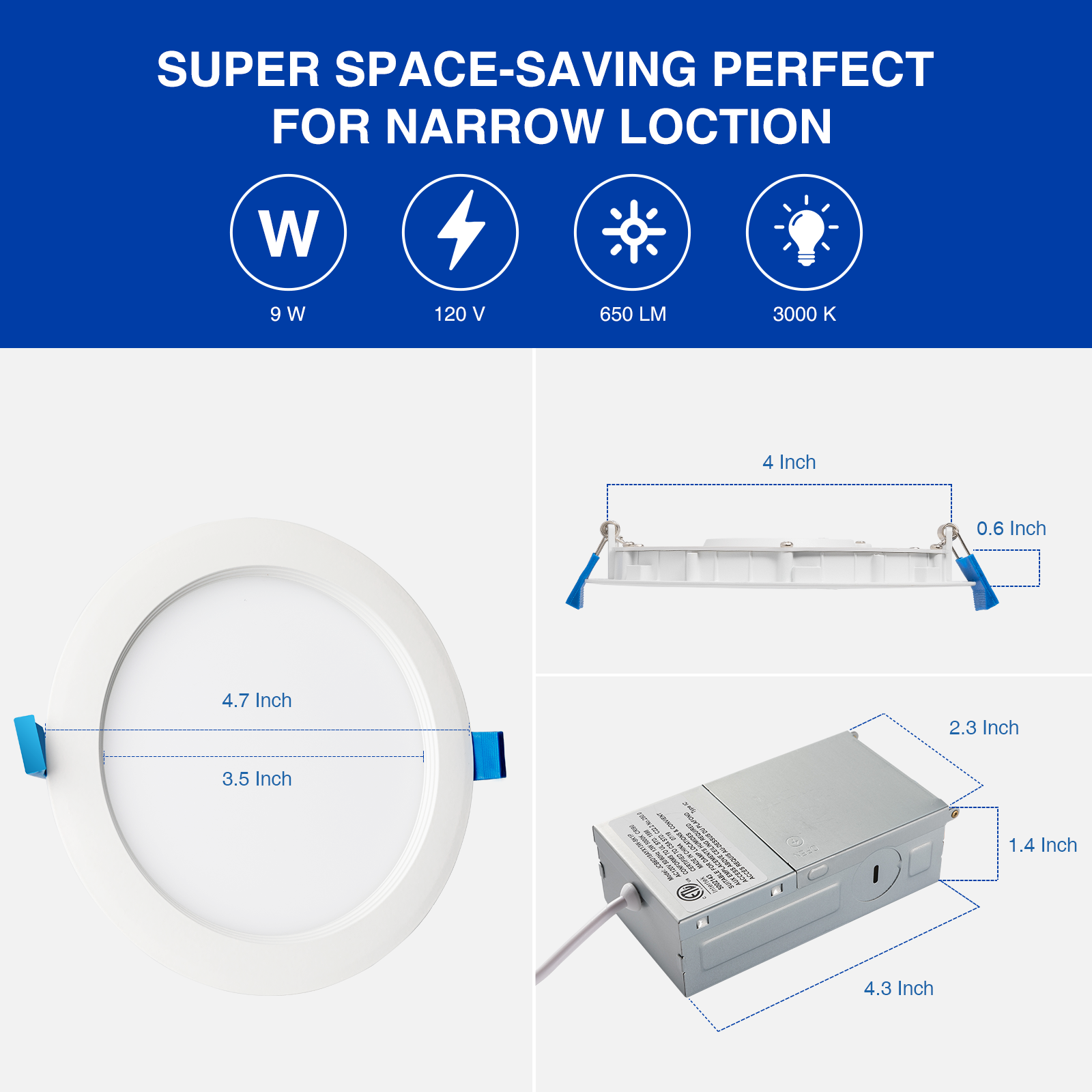 Smart Indoor RGB LED Recessed Downlight 4 inch Ceiling Light Down Light 10W Surface Mounted APP Control CCT Adjustable ETL FCC