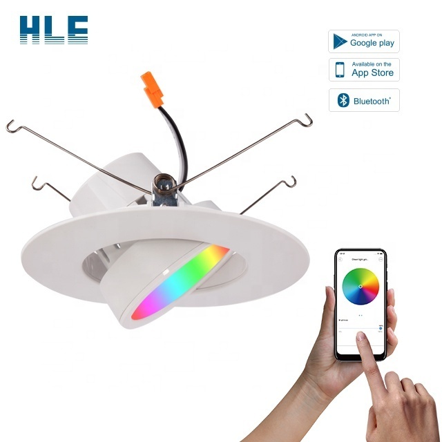 Smart Downlight Indoor RGB LED Recessed Ceiling Light 6 inch Down Light 15W Surface Mounted APP Control CCT Adjustable ETL FCC